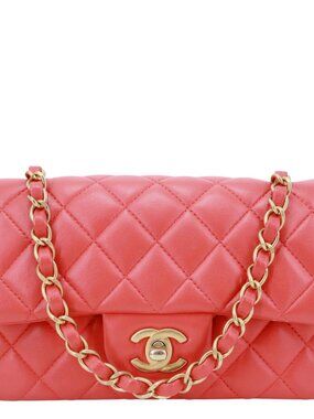 Chanel  Rectangular Flap Mini Quilted Leather Crossbody Bag Red